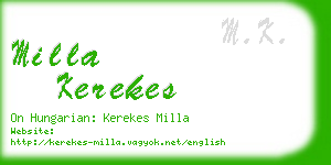 milla kerekes business card